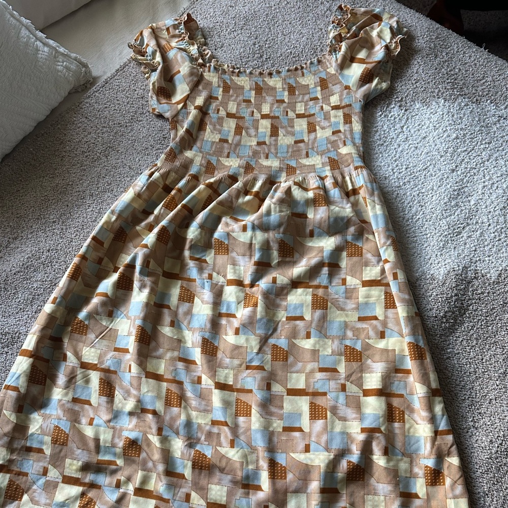 Vintage Midi Smocked Bodice dress